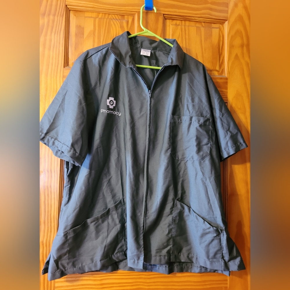 Gray Mens Zip Front Pharmacy Smock (C01)